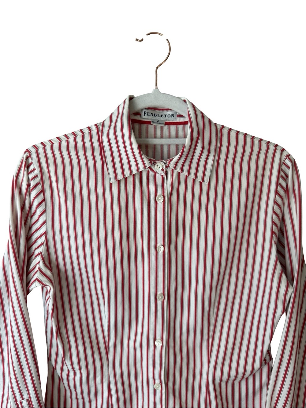 Pendleton Red and White Striped Button-Down Shirt Size 4 Preppy Coastal Grandma - Picture 11 of 14